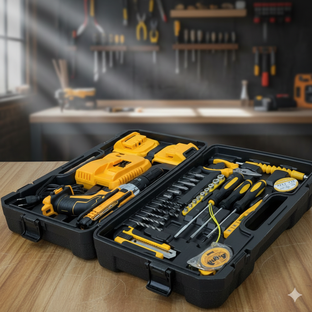 SET CON TALADRO RECARGABLE CON HERRAMIENTAS DW-22 ( 5 UND X CAJA)