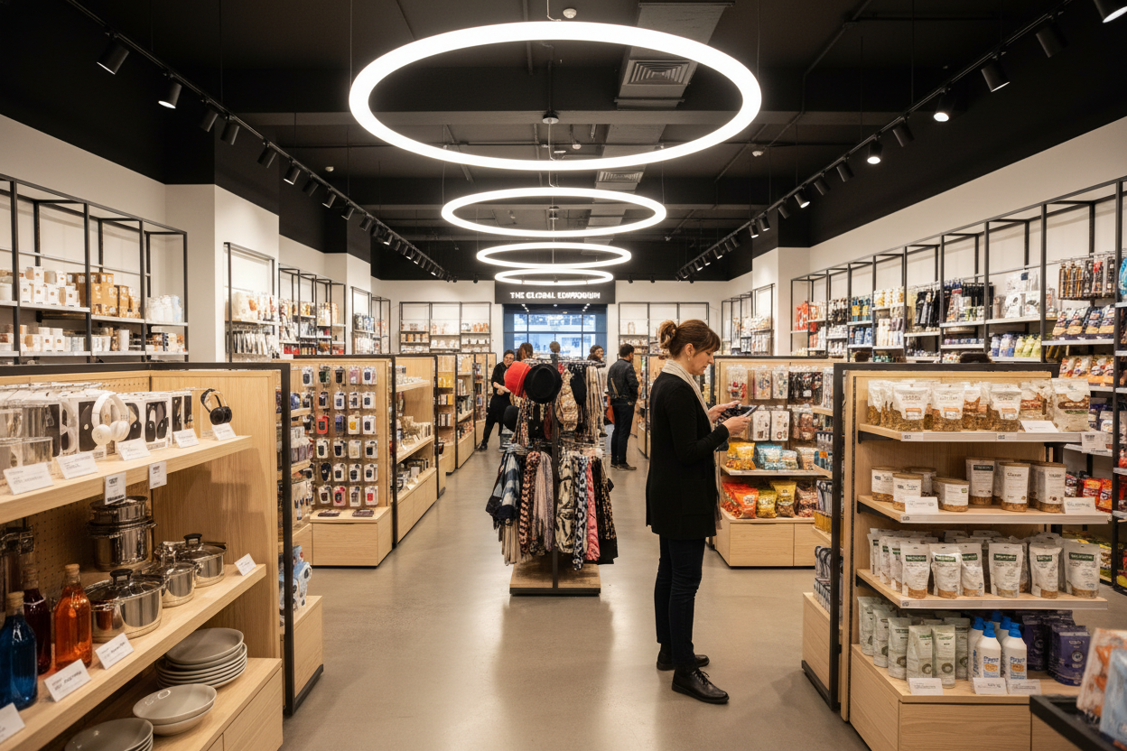 UNA PERSONA COMPRANDO EN UNA TIENDA DE PRODUCTOS DISVERSOS